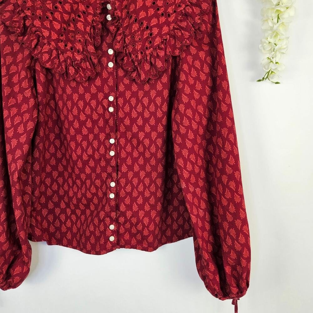 Universal Thread Large Button Down Blouse Boho Em… - image 5